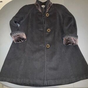 Jofeld VTG Womens Wool Blend SZ S Velvet Trim Collar Big Buttons Y2K‎ Whimsical